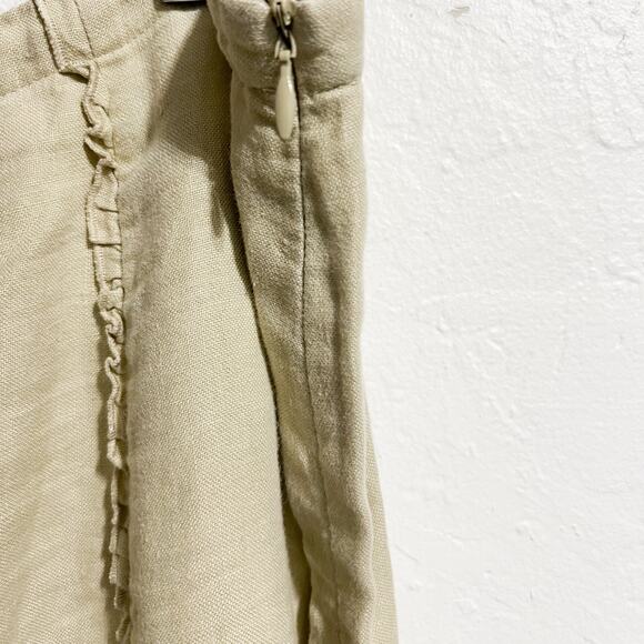 Vintage Old Navy Maxi Skirt Womens Sz 14 Y2K 100% Linen Ruffle Coastal Boho Tan - Picture 5 of 8